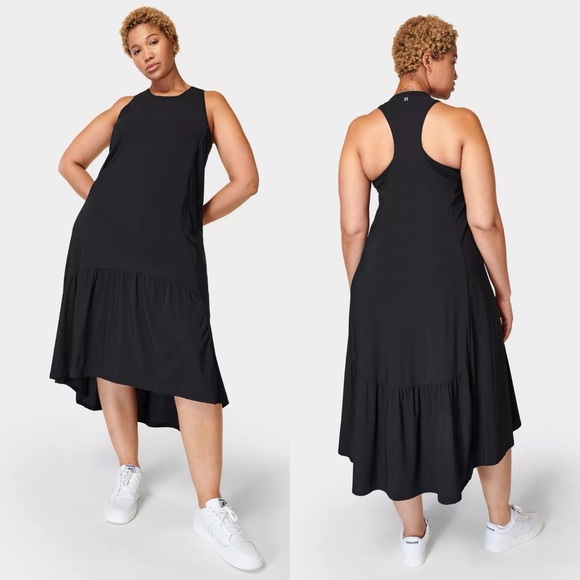 NWT Sweaty Betty Explorer Ace Midi Dress Black Size Large - Picture 1 of 14